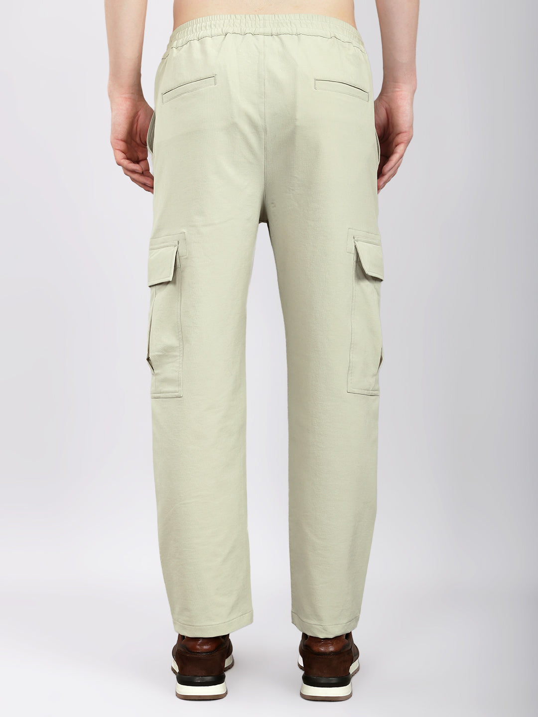 Men Beige Solid Regular Fit Lower