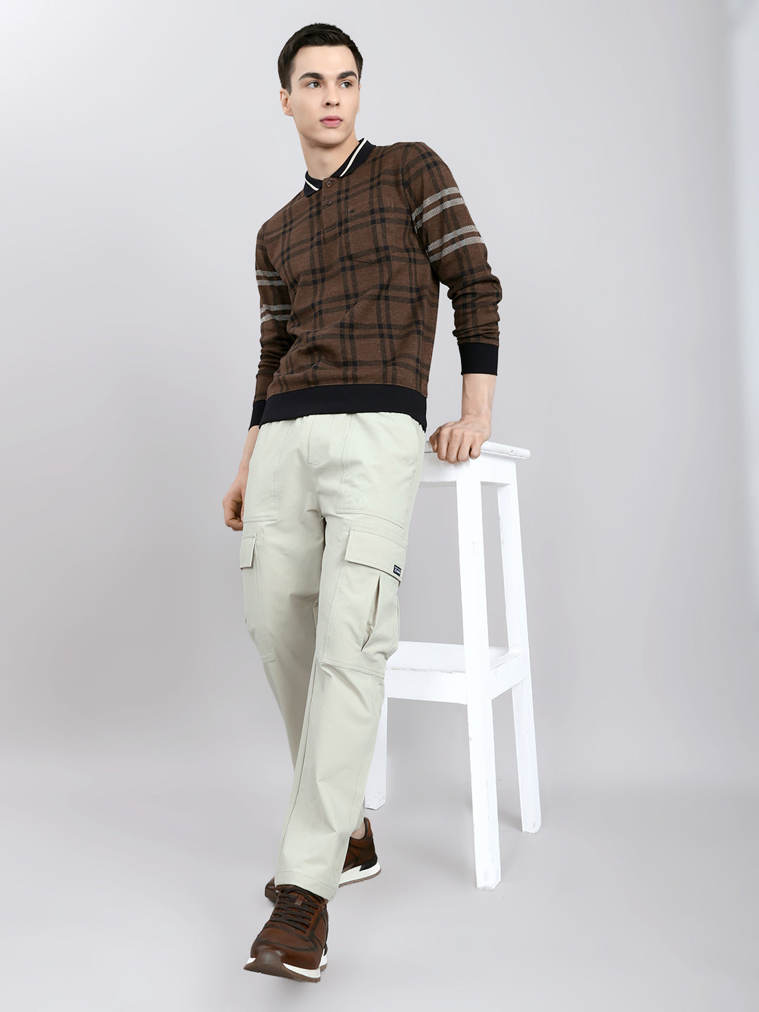 Men Beige Solid Regular Fit Lower