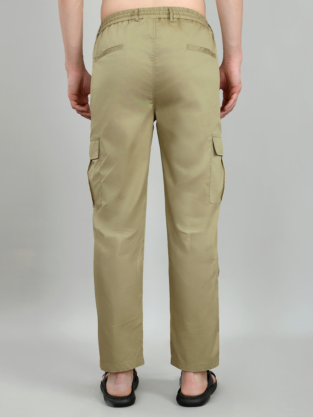 Men Beige Solid Regular Fit Lower