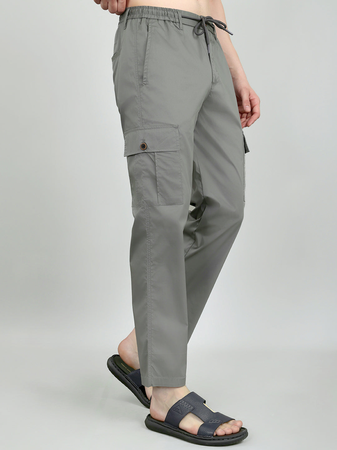 Men Grey Solid Regular Fit Lower