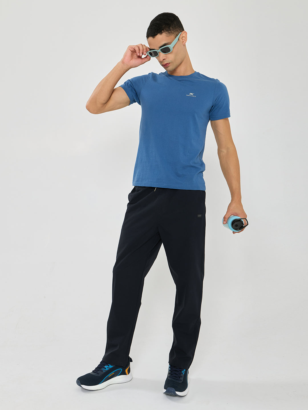 Men Navy Blue Solid Regular Fit Winter Lower