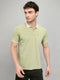 Men Green Printed Collar Half Sleeve T-Shirt