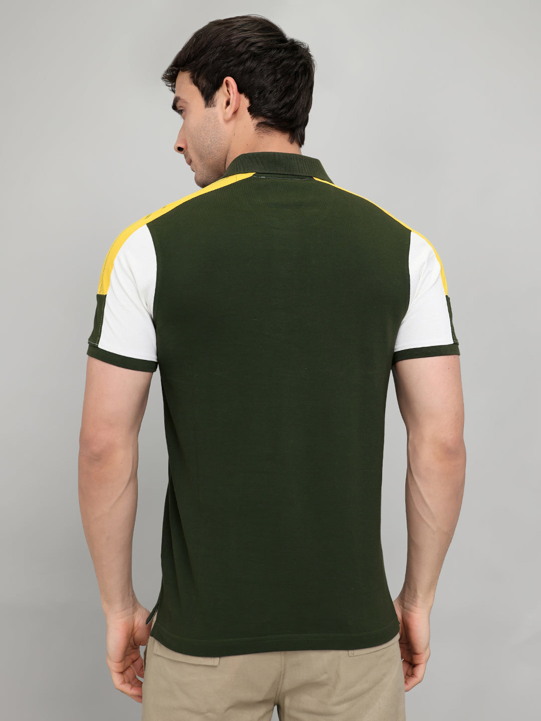 Men Green Printed Collar Half Sleeve T-Shirt