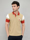 Men Beige Printed Collar Half Sleeve T-Shirt