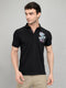 Men Black Printed Collar Half Sleeve T-Shirt