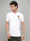 Men White Printed Collar Half Sleeve T-Shirt