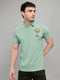 Men Green Printed Collar Half Sleeve T-Shirt