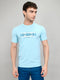 Men Sky Blue Printed Round Neck Half Sleeve T-Shirt