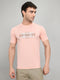 Men Peach Printed Round Neck Half Sleeve T-Shirt