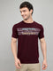 Men Maroon Printed Round Neck Half Sleeve T-Shirt