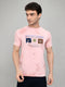 Men Pink Printed Round Neck Half Sleeve T-Shirt