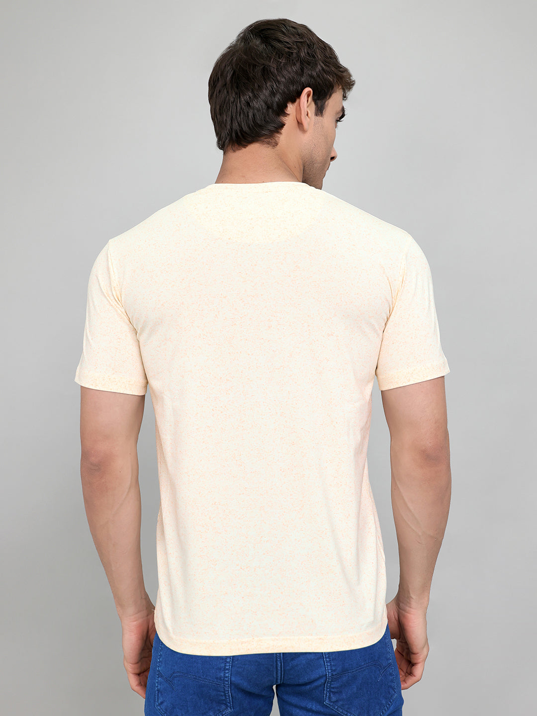 Men Beige Printed Round Neck Half Sleeve T-Shirt