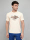 Men Beige Printed Round Neck Half Sleeve T-Shirt
