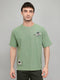 Men Green Printed Round Neck Half Sleeve T-Shirt