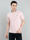 Men Pink Solid Henley Neck Half Sleeve T-Shirt