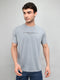 Men Grey Printed Round Neck Half Sleeve T-Shirt