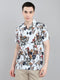 Men White Printed Collar Half Sleeve Shirt