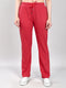Women Coral Solid Regular Fit Lower
