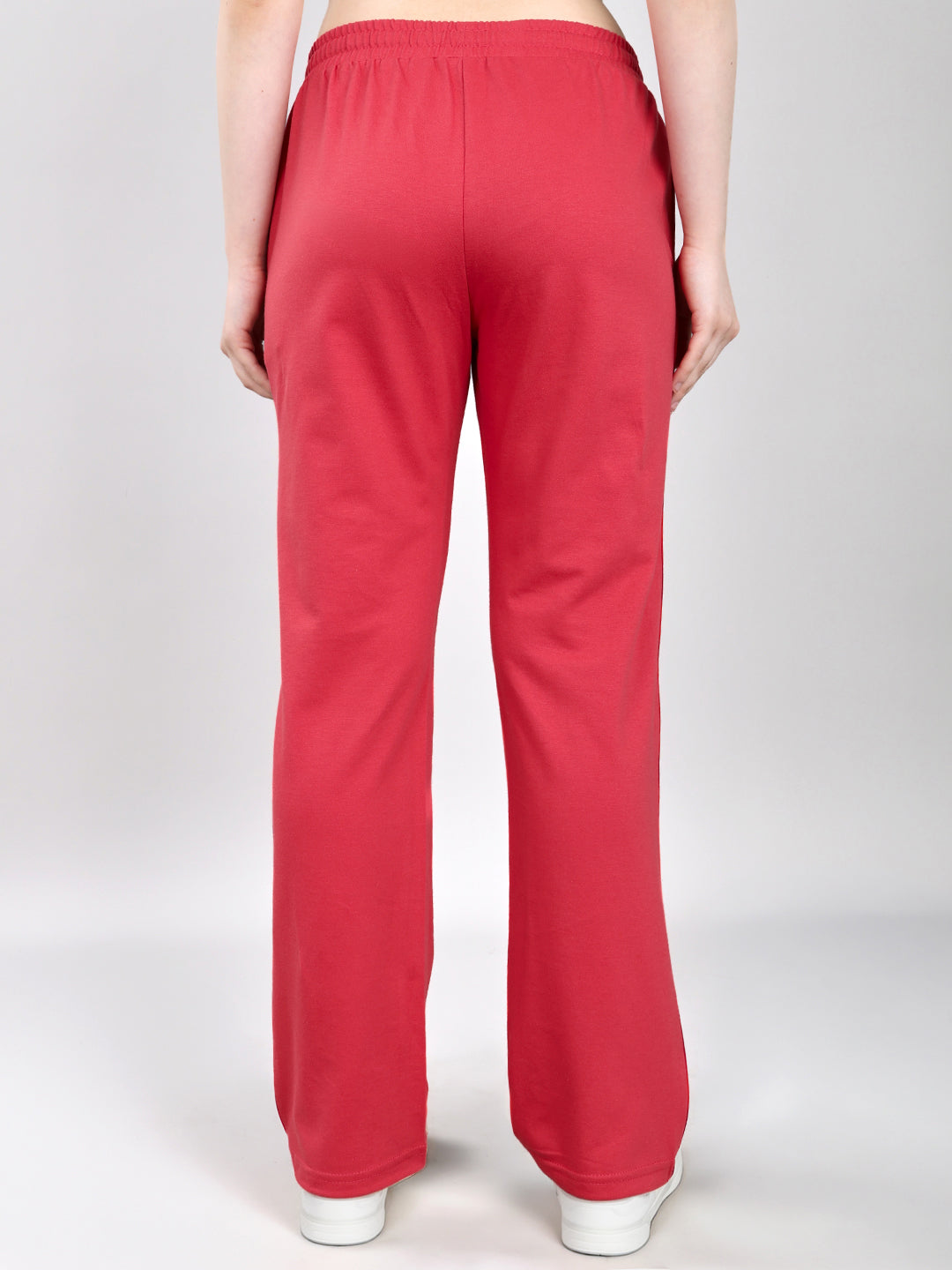 Women Coral Solid Regular Fit Lower