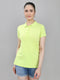 Women Green Solid Collar Half Sleeve T-Shirt