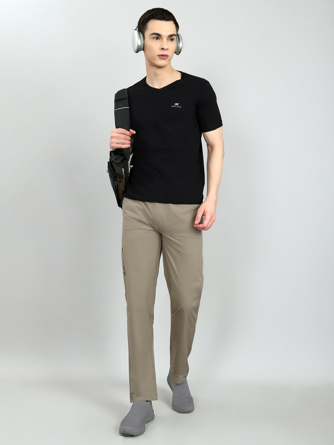 Men Tan Solid Regular Fit Lower