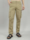 Men Khaki Solid Regular Fit Lower
