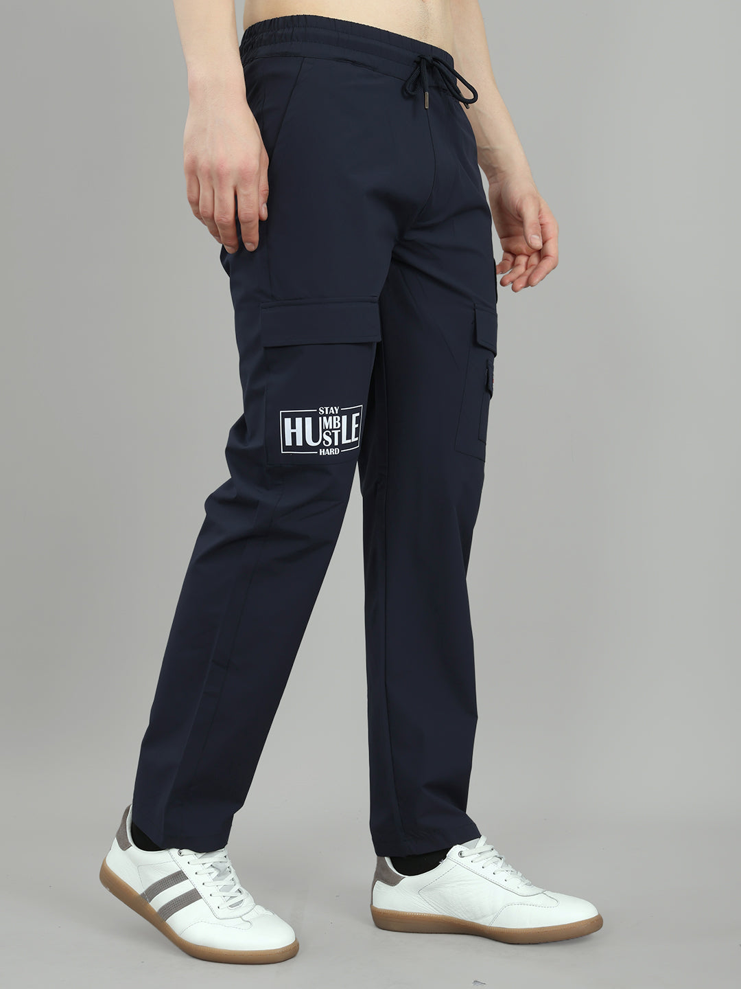 Men Navy Blue Solid Regular Fit Lower