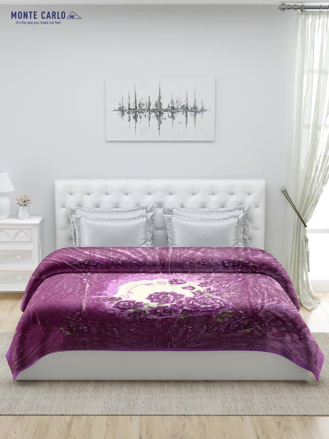 Printed Double Bed 947 GSM Blanket Angel Gold 1 Ply (Weight 5 kg)