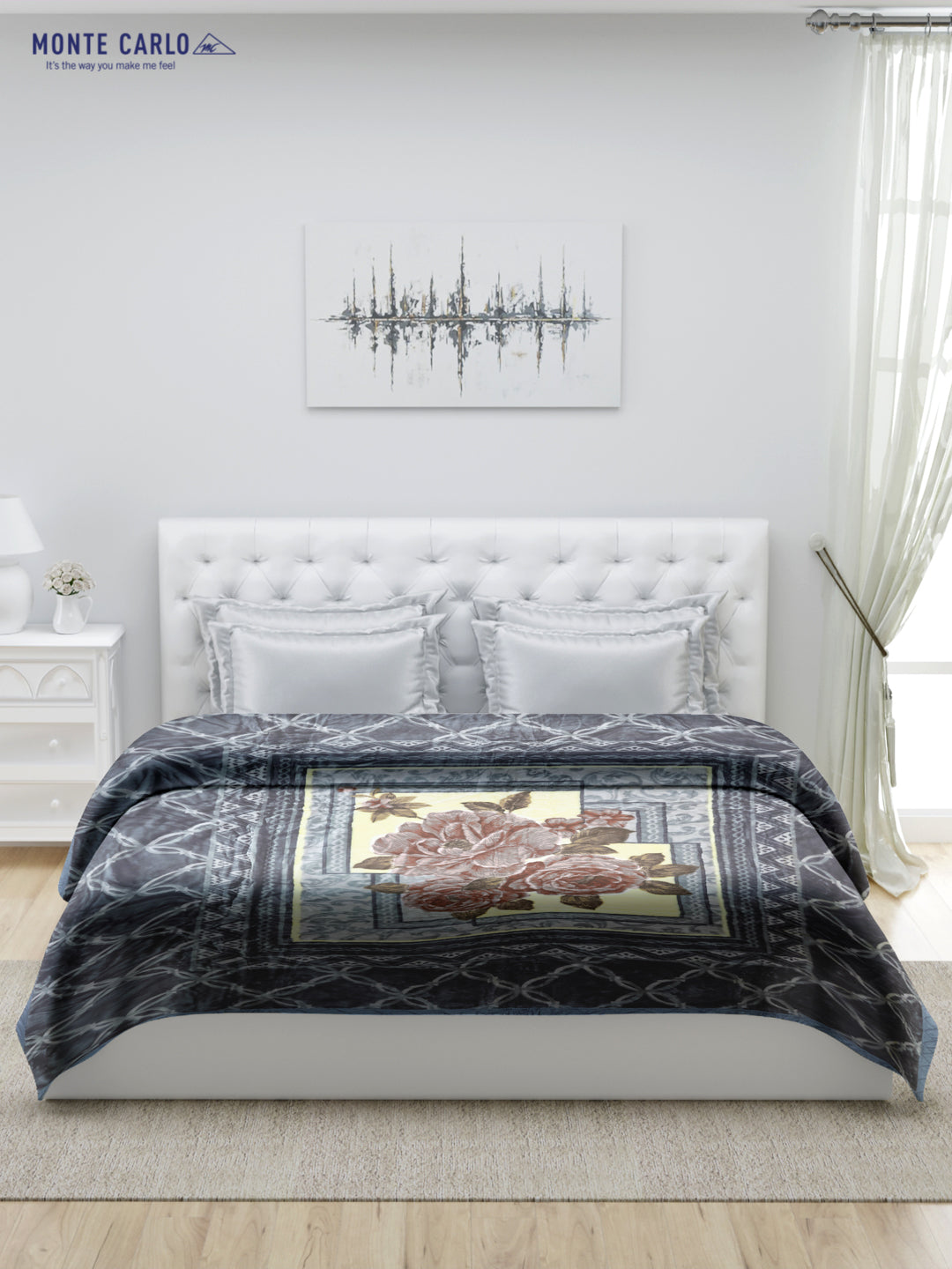 Printed Double Bed 947 GSM Blanket Angel Gold 1 Ply (Weight 5 kg)
