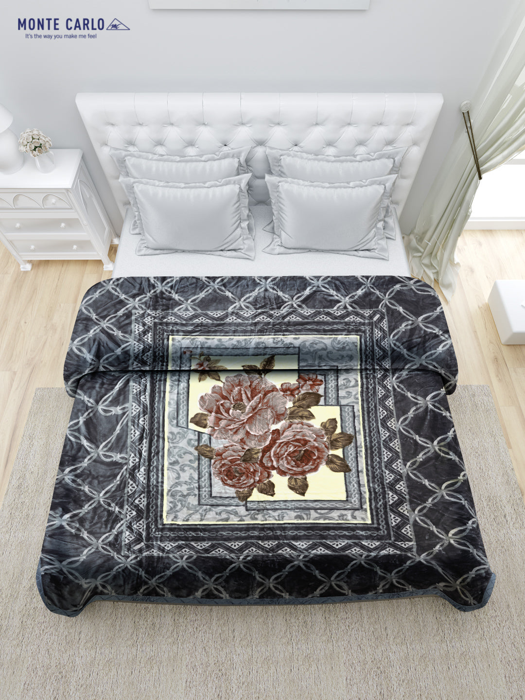 Printed Double Bed 947 GSM Blanket Angel Gold 1 Ply (Weight 5 kg)