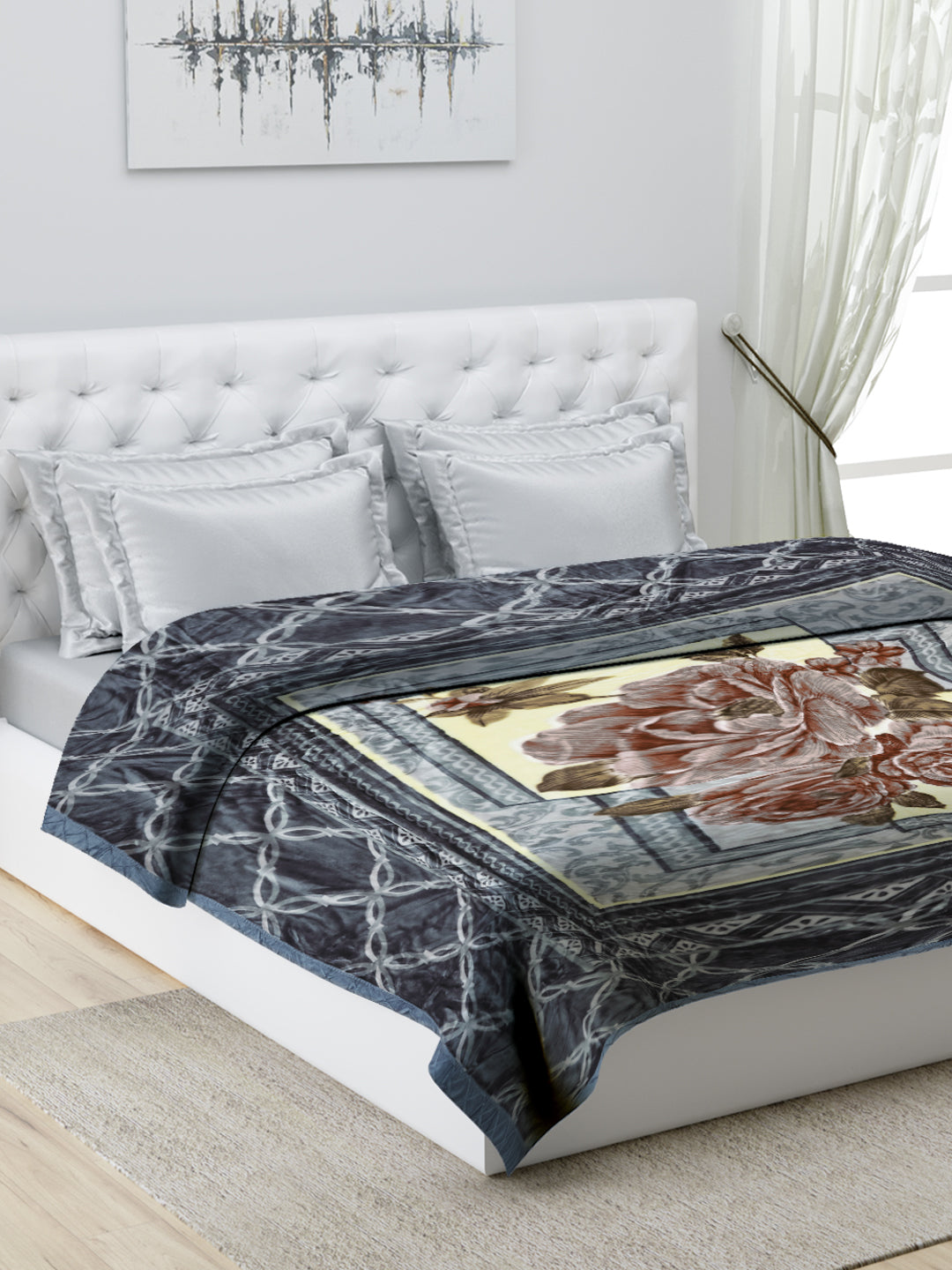 Printed Double Bed 947 GSM Blanket Angel Gold 1 Ply (Weight 5 kg)