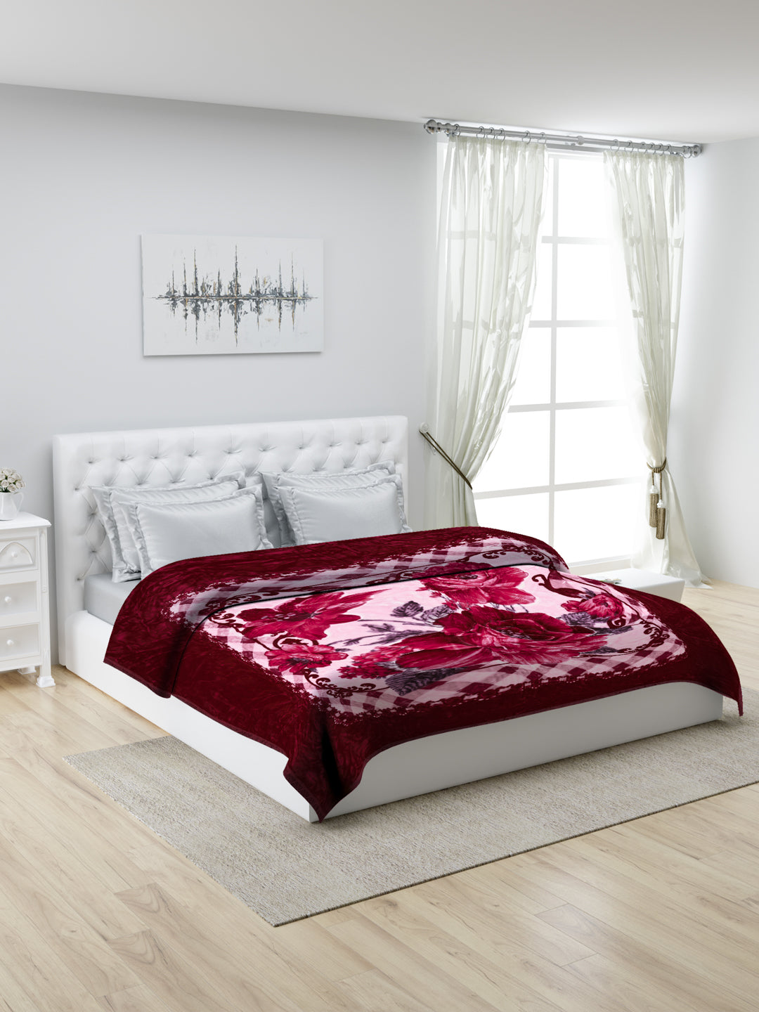 Printed Double Bed 947 GSM Blanket Angel Gold 1 Ply (Weight 5 kg)