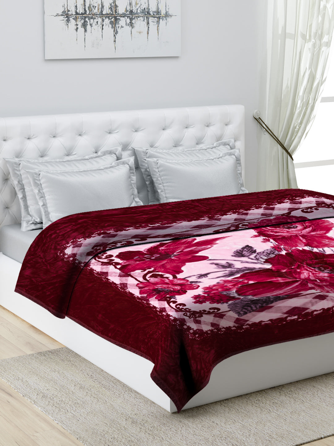 Printed Double Bed 947 GSM Blanket Angel Gold 1 Ply (Weight 5 kg)