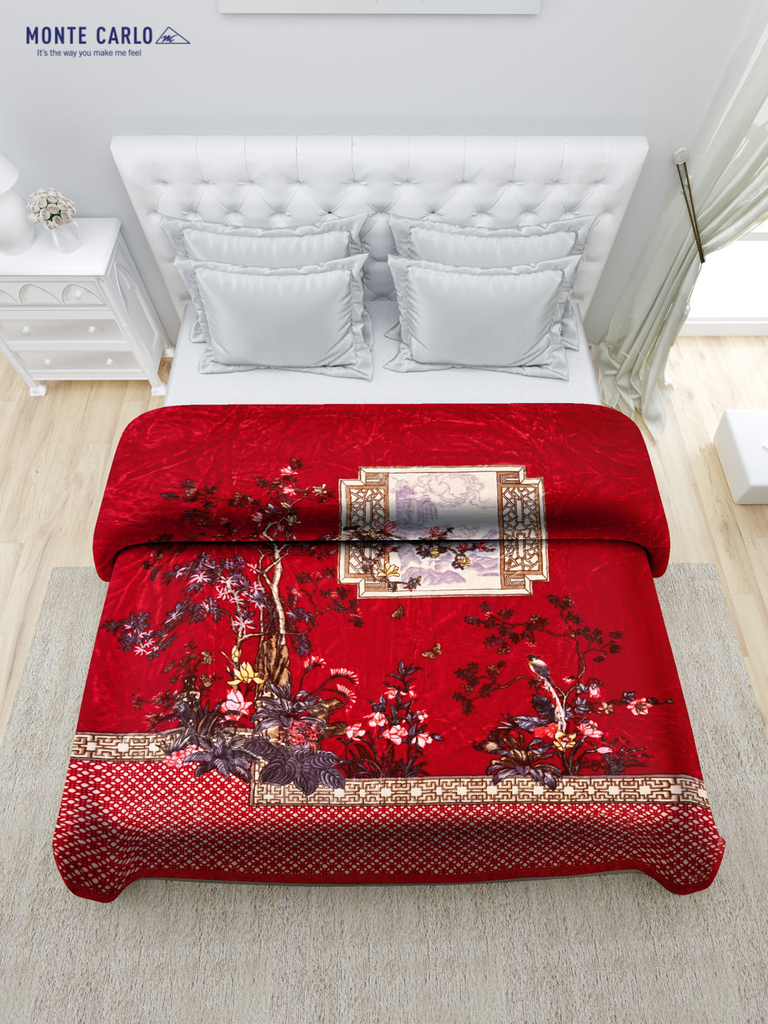 Printed Double Bed 947 GSM Blanket Angel Gold 1 Ply (Weight 5 kg)