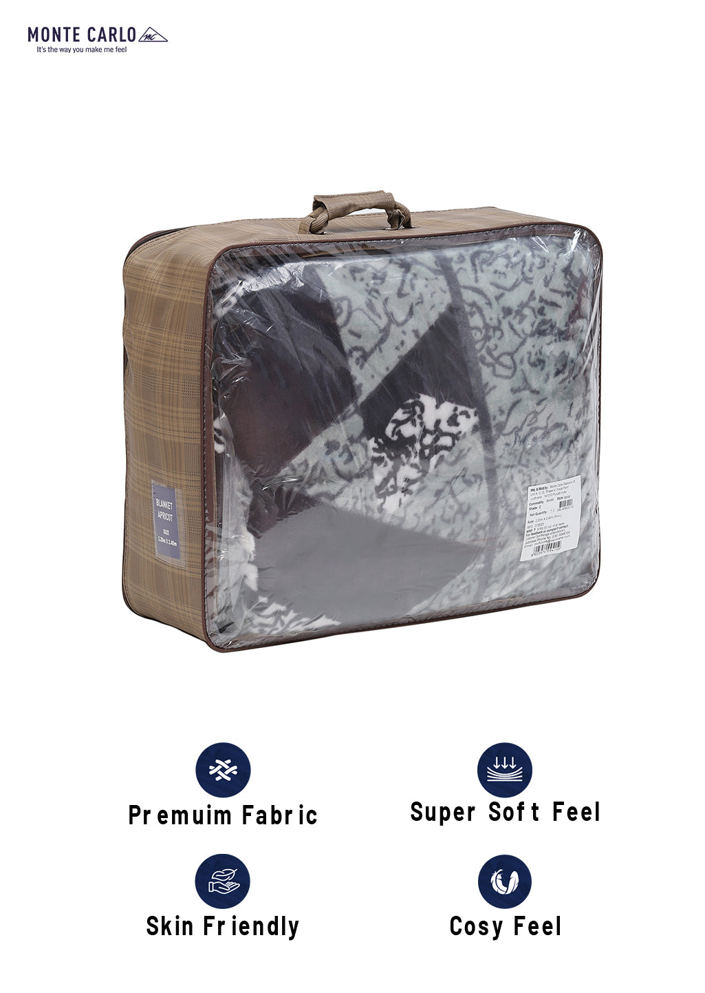 Printed Double Bed 1041 GSM Blanket Apricot 2 Ply (Weight 5.5 kg)