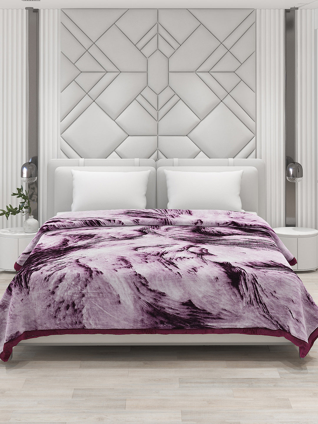 Printed Double Bed 1041 GSM Blanket Apricot 2 Ply (Weight 5.5 kg)