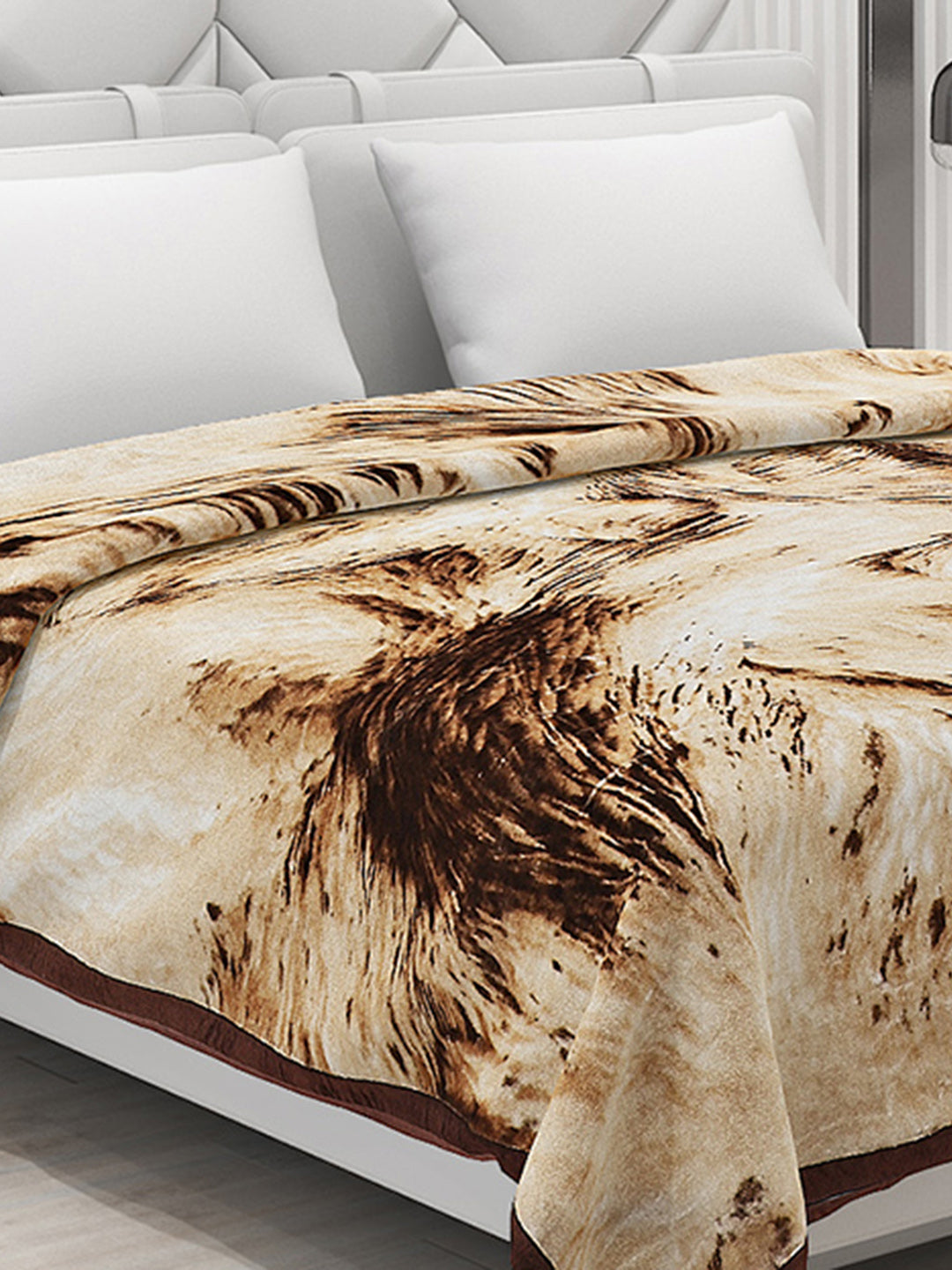 Printed Double Bed 1041 GSM Blanket Apricot 2 Ply (Weight 5.5 kg)