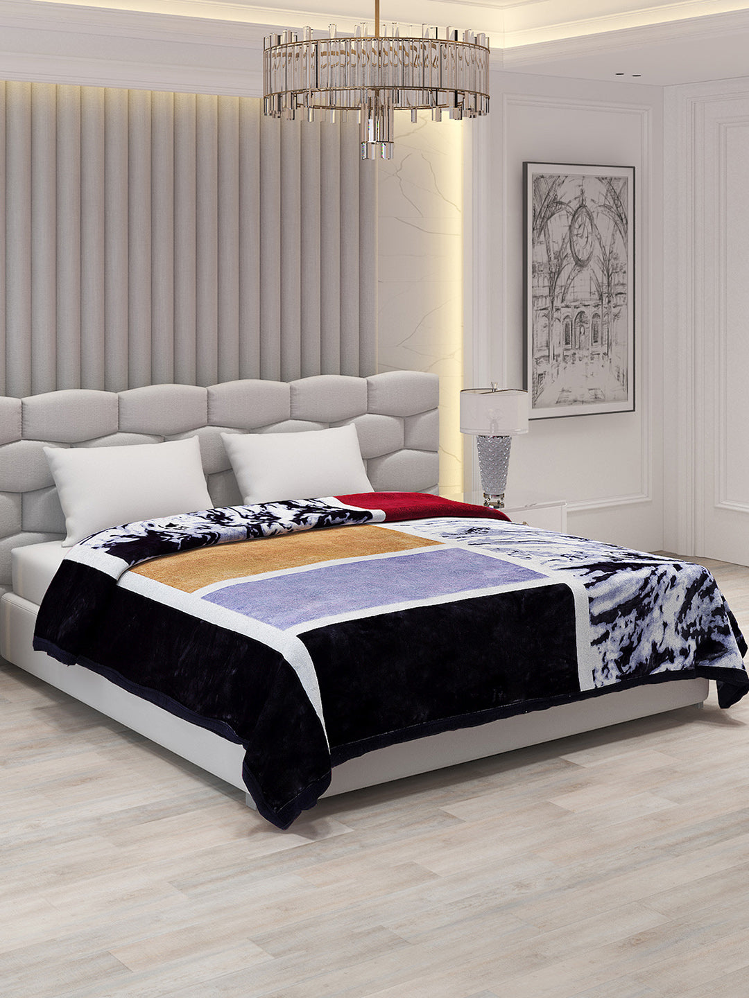 Printed Double Bed 795 GSM Blanket Austin 2 Ply (Weight 4.2 kg)