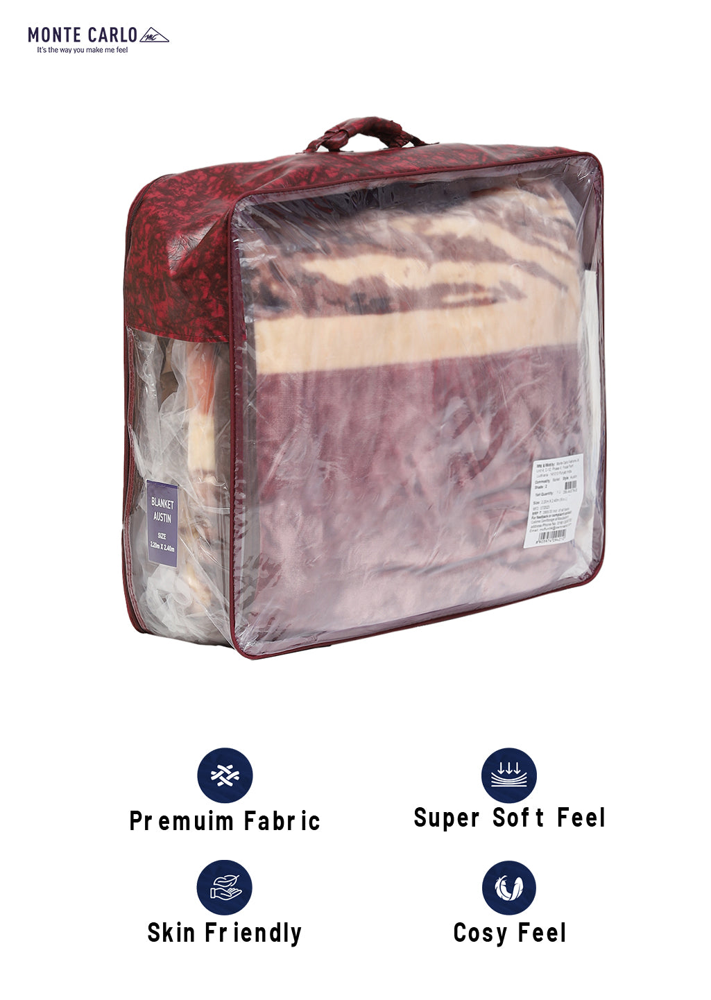Printed Double Bed 795 GSM Blanket Austin 2 Ply (Weight 4.2 kg)