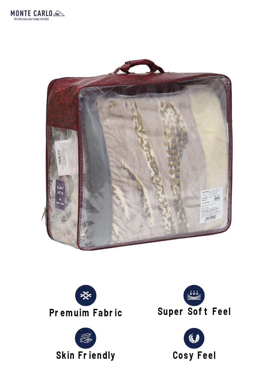 Printed Double Bed 795 GSM Blanket Austin 2 Ply (Weight 4.2 kg)