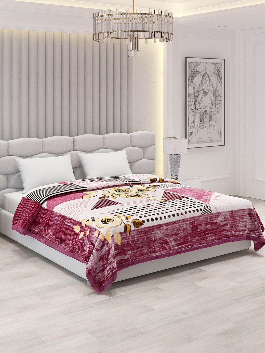 Printed Double Bed 795 GSM Blanket Austin 2 Ply (Weight 4.2 kg)