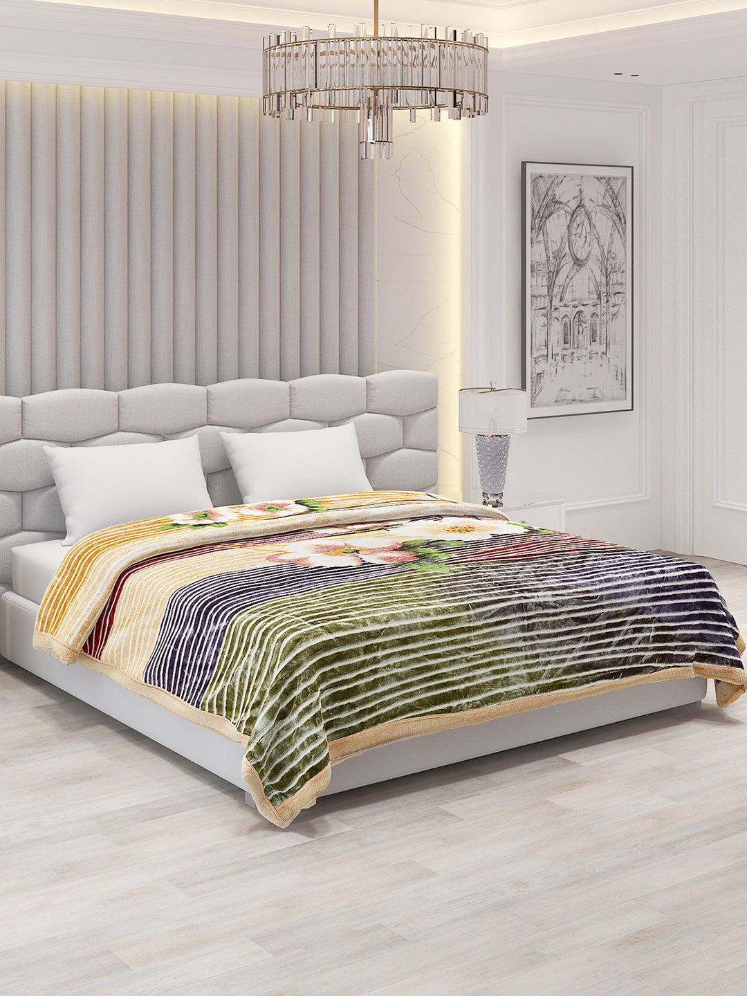Printed Double Bed 795 GSM Blanket Austin 2 Ply (Weight 4.2 kg)