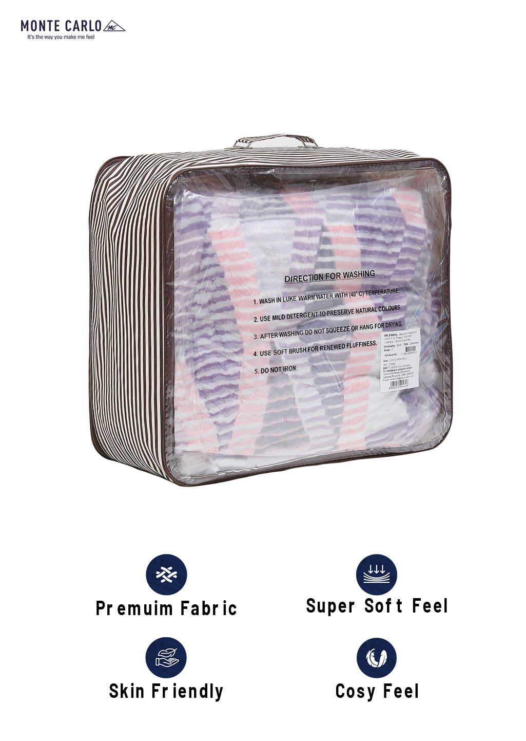 Printed Double Bed 795 GSM Blanket Cashmere 2 Ply (Weight 4.2 kg)