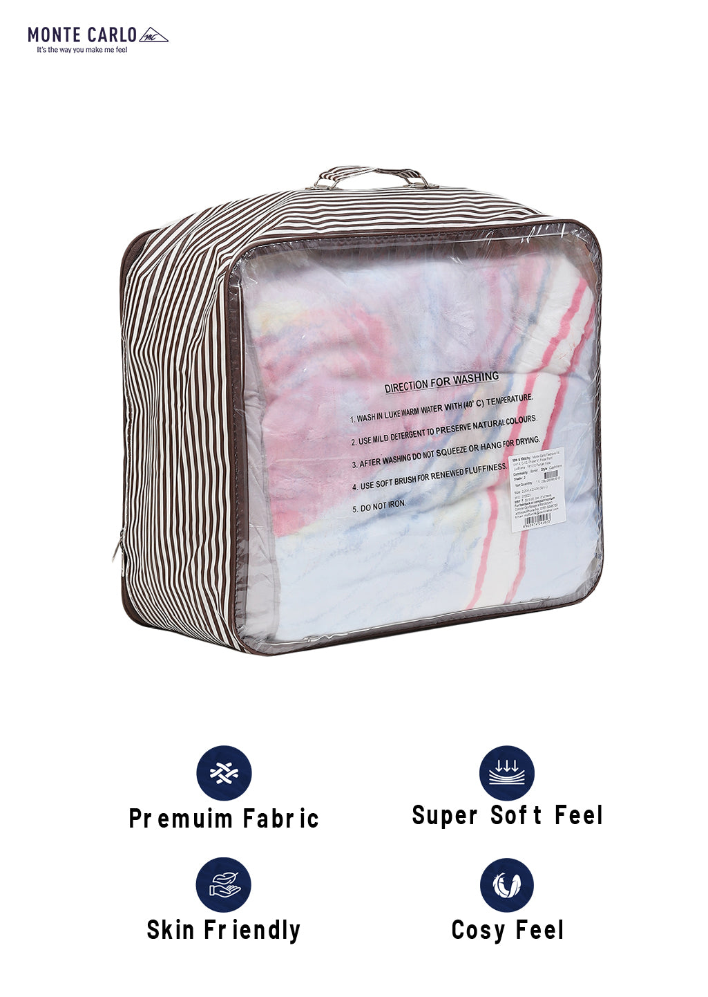Printed Double Bed 795 GSM Blanket Cashmere 2 Ply (Weight 4.2 kg)