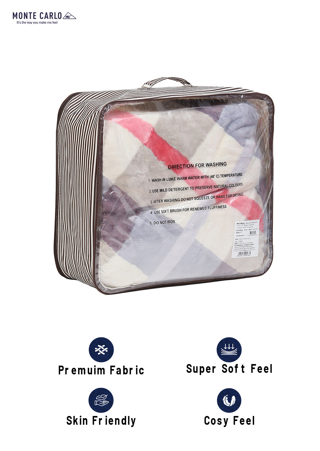 Printed Double Bed 795 GSM Blanket Cashmere 2 Ply (Weight 4.2 kg)