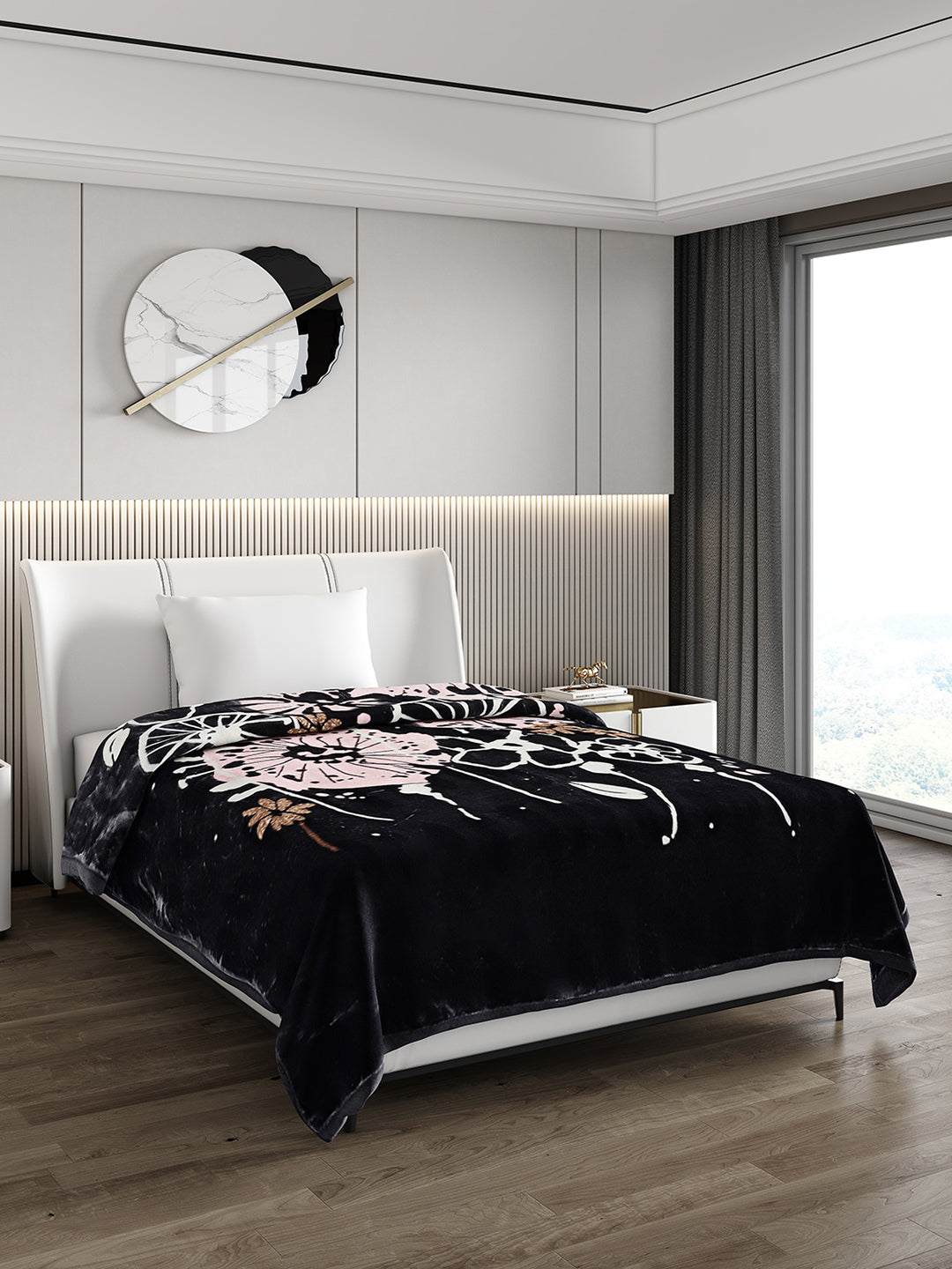 Printed Single Bed 852 GSM Blanket Allen 2 Ply (Weight 3 kg)