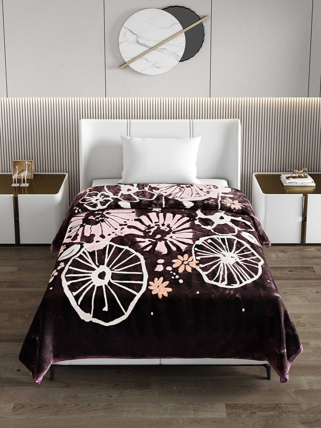 Printed Single Bed 852 GSM Blanket Allen 2 Ply (Weight 3 kg)
