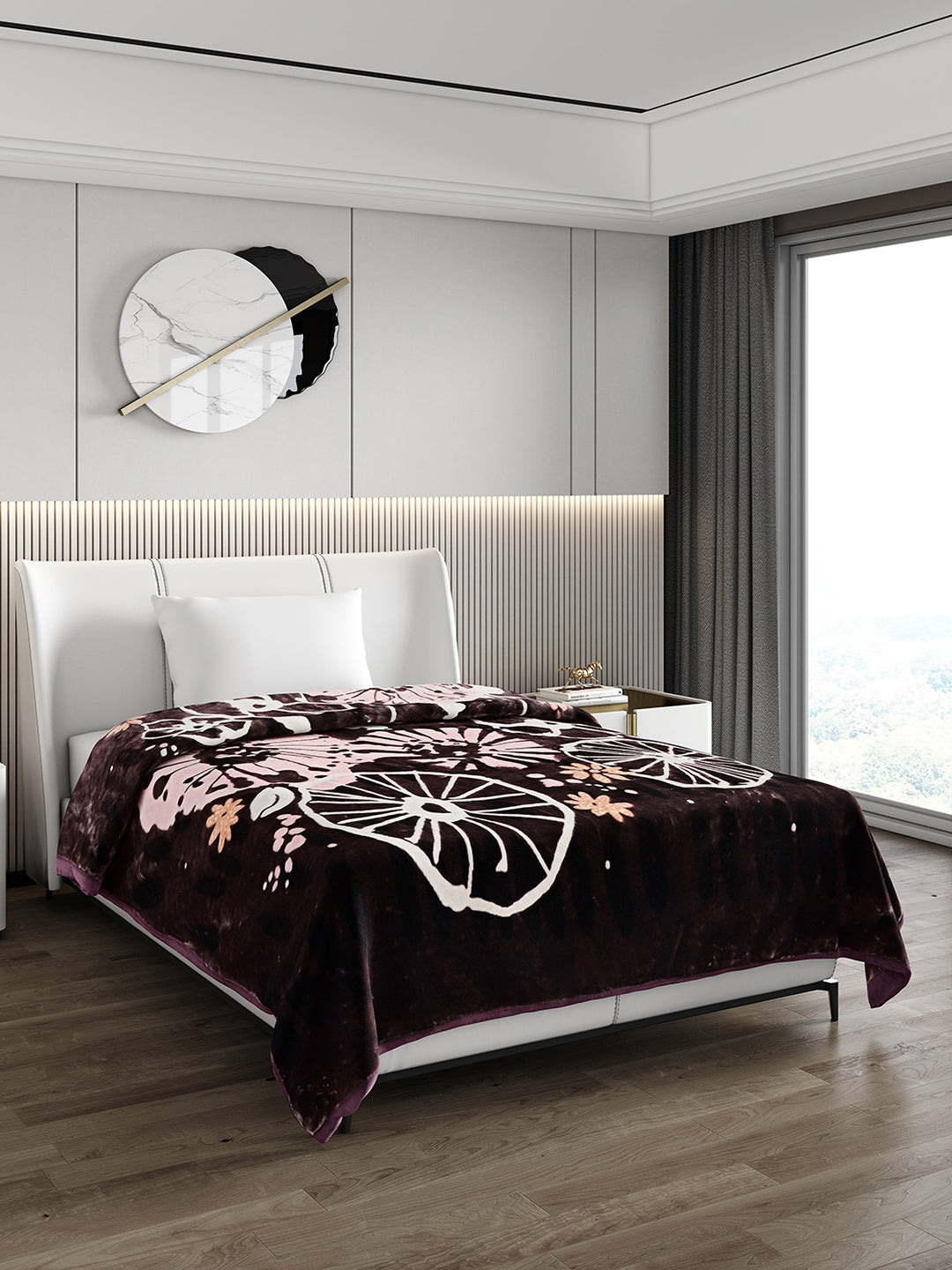 Printed Single Bed 852 GSM Blanket Allen 2 Ply (Weight 3 kg)
