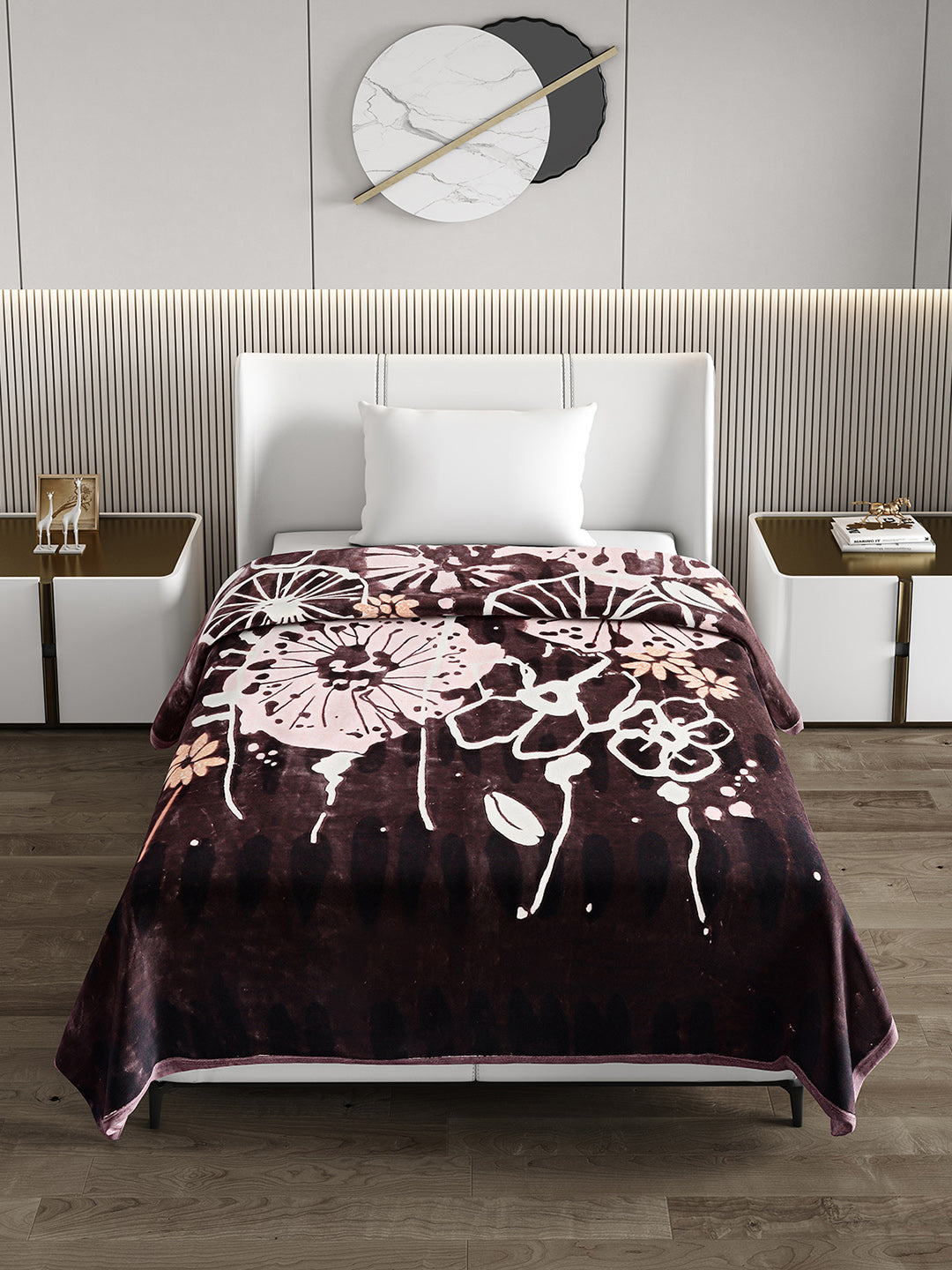 Printed Single Bed 852 GSM Blanket Allen 2 Ply (Weight 3 kg)