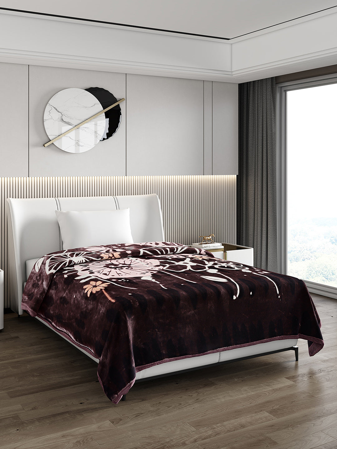 Printed Single Bed 852 GSM Blanket Allen 2 Ply (Weight 3 kg)